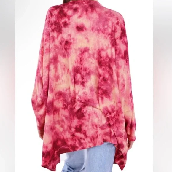 Anthropologie Maronie tie dye oversized cardigan in coral red size small - Picture 2 of 3